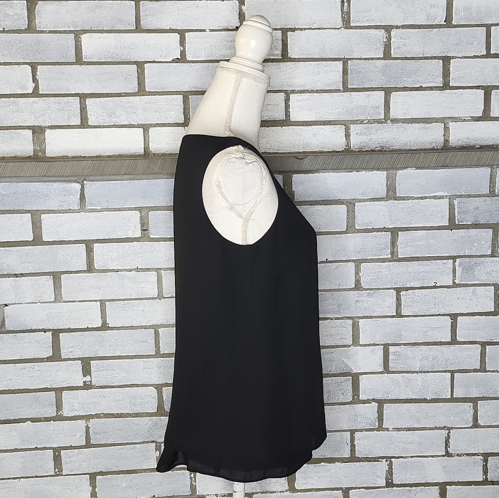 • J Jill Women’s Sleeveless Layered Sheer Chiffon Blouse Petite Size XS Black - Picture 5 of 11